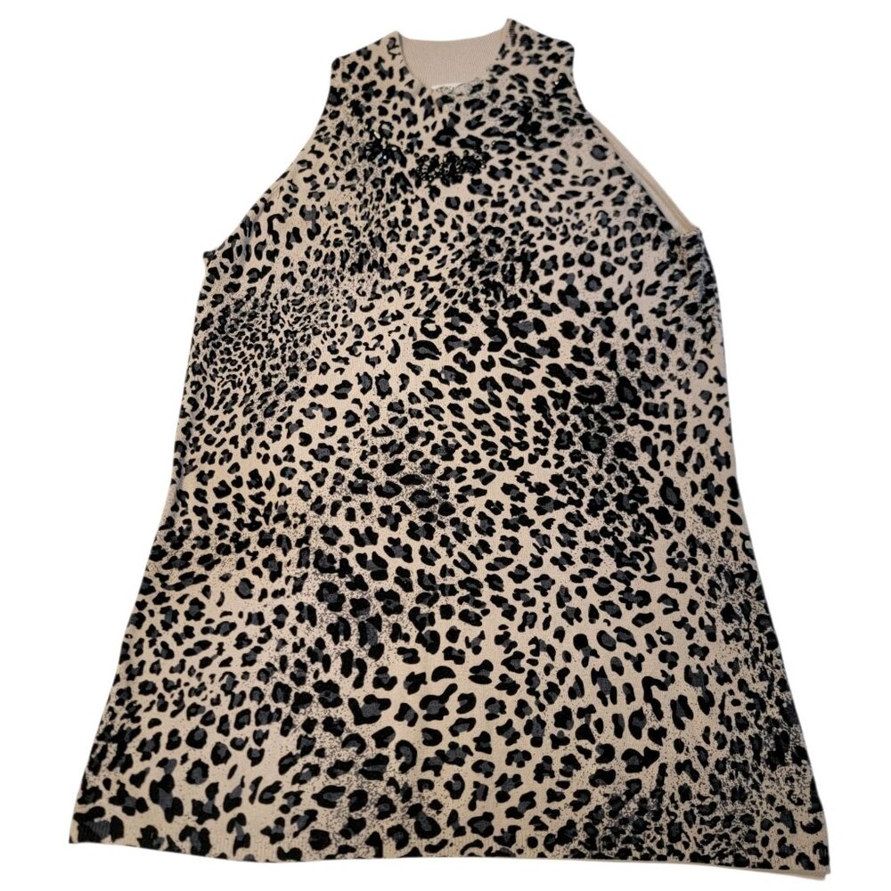 Vertigo Paris Knit Tunic Blouse Women's XL Animal‎ Print Sleeveless Stretch